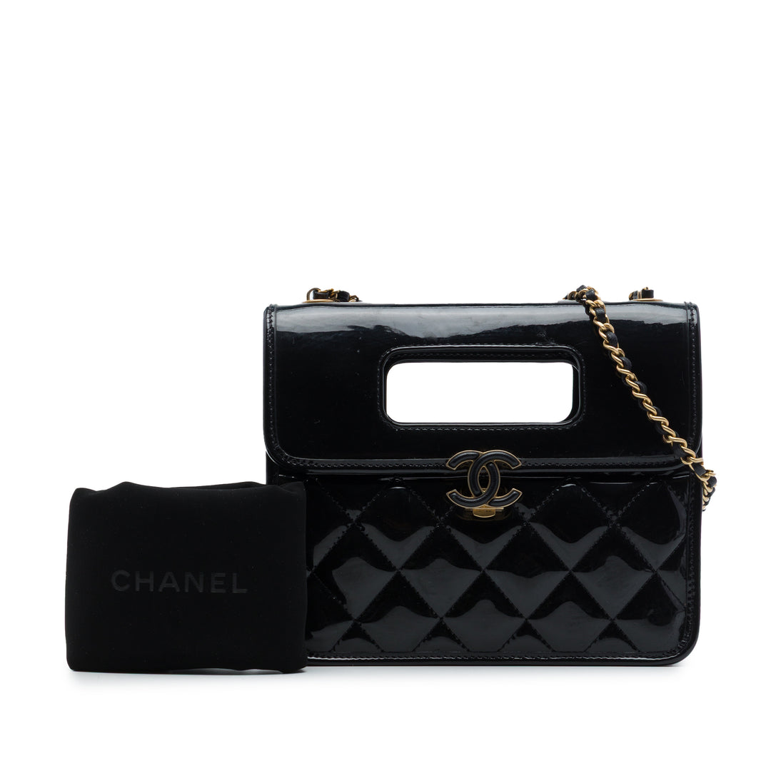 Chanel Mini Matelassé Cuir verni Graphic Catch à rabat