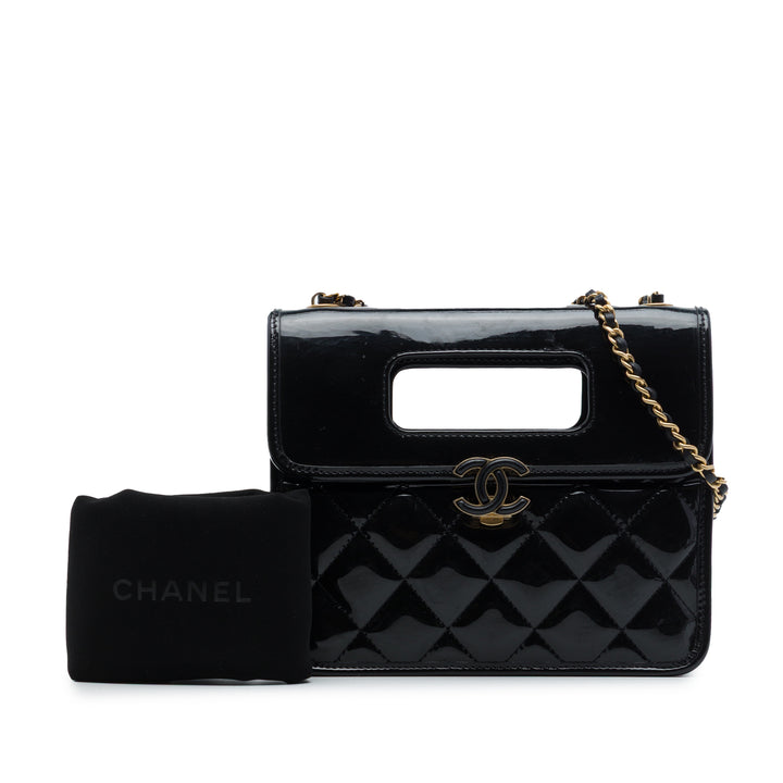 Chanel Mini Matelassé Cuir verni Graphic Catch à rabat