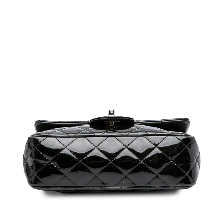 Chanel Mini Rectangular Classic Cuir verni Simple rabat Noir – GABY PARIS Authentique