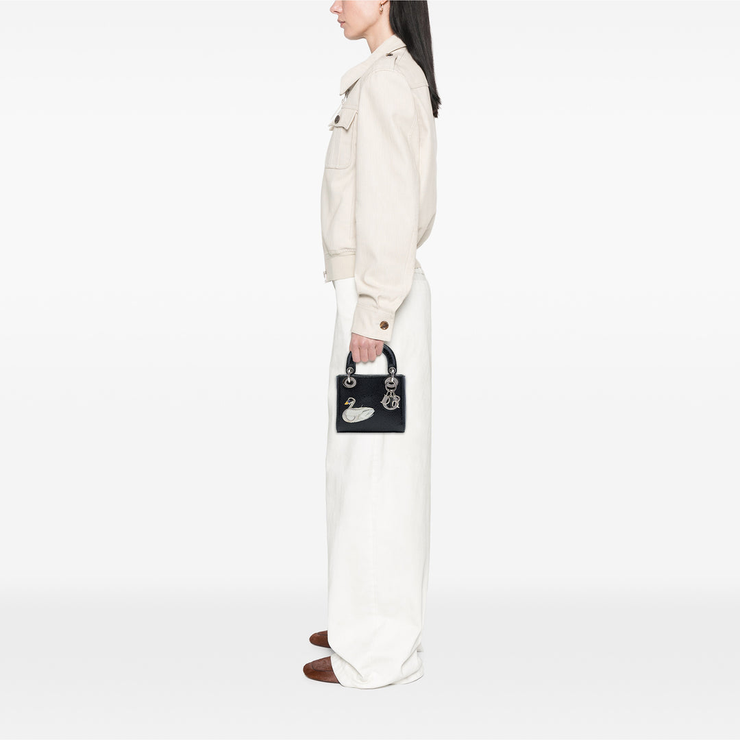 Dior Sac à main Deerskin Ceramic Effect Jeweled Swan Lady Dior Mini Noir – vue 6 – GABY PARIS