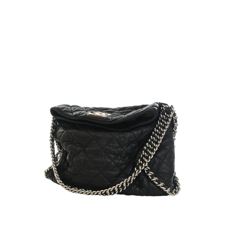 Chanel Matelassé Washed Sac rond à chaîne Hobo Cuir d'agneau Noir – vue 8 – GABY PARIS