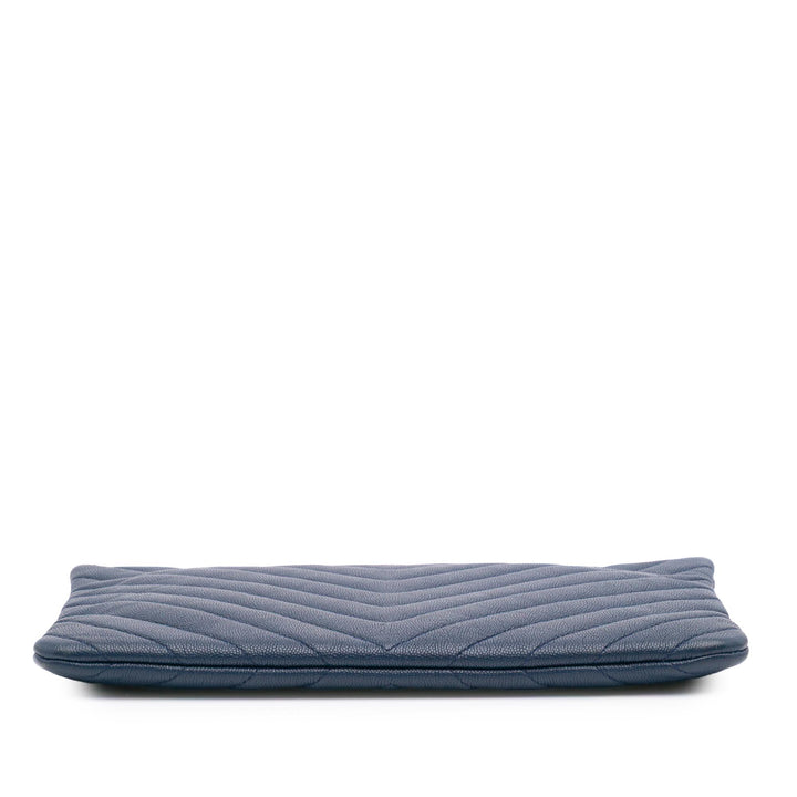Medium Chevron Caviar Ancient Greek Charms O Case Clutch Blue - Gaby Paris