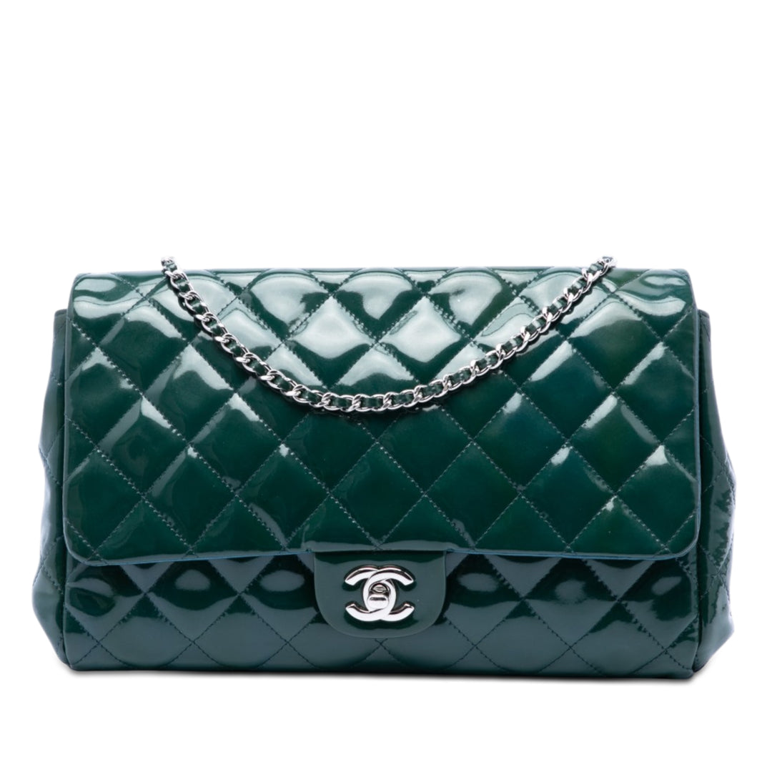 Chanel CC Matelassé Cuir verni Pochette avec chaîne