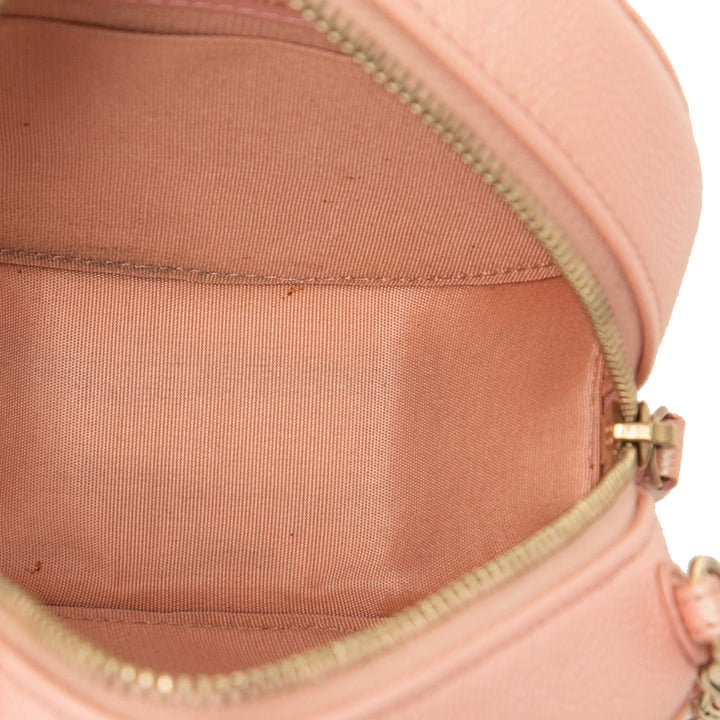 Chanel CC Matelassé Irisé Rond Pochette avec chaîne Cuir caviar
