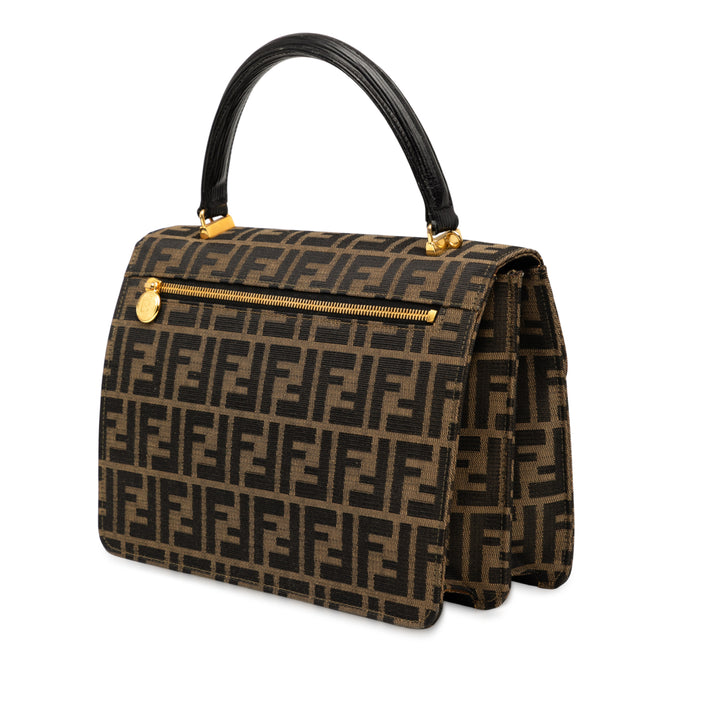 Fendi Zucca Toile Flap Sac cartable Marron