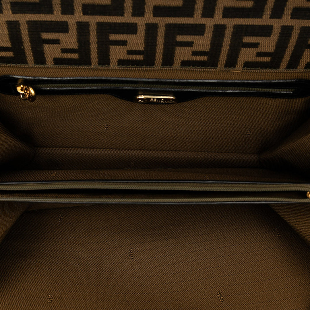 Fendi Zucca Toile Flap Sac cartable Marron