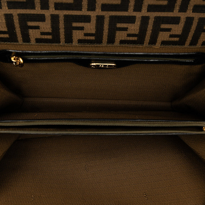 Fendi Zucca Toile Flap Sac cartable Marron