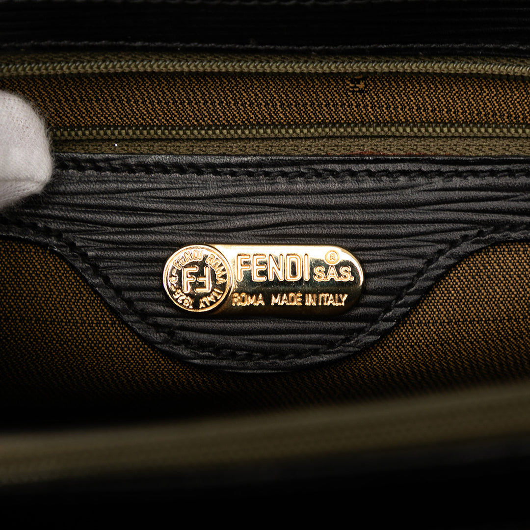 Fendi Zucca Toile Flap Sac cartable Marron