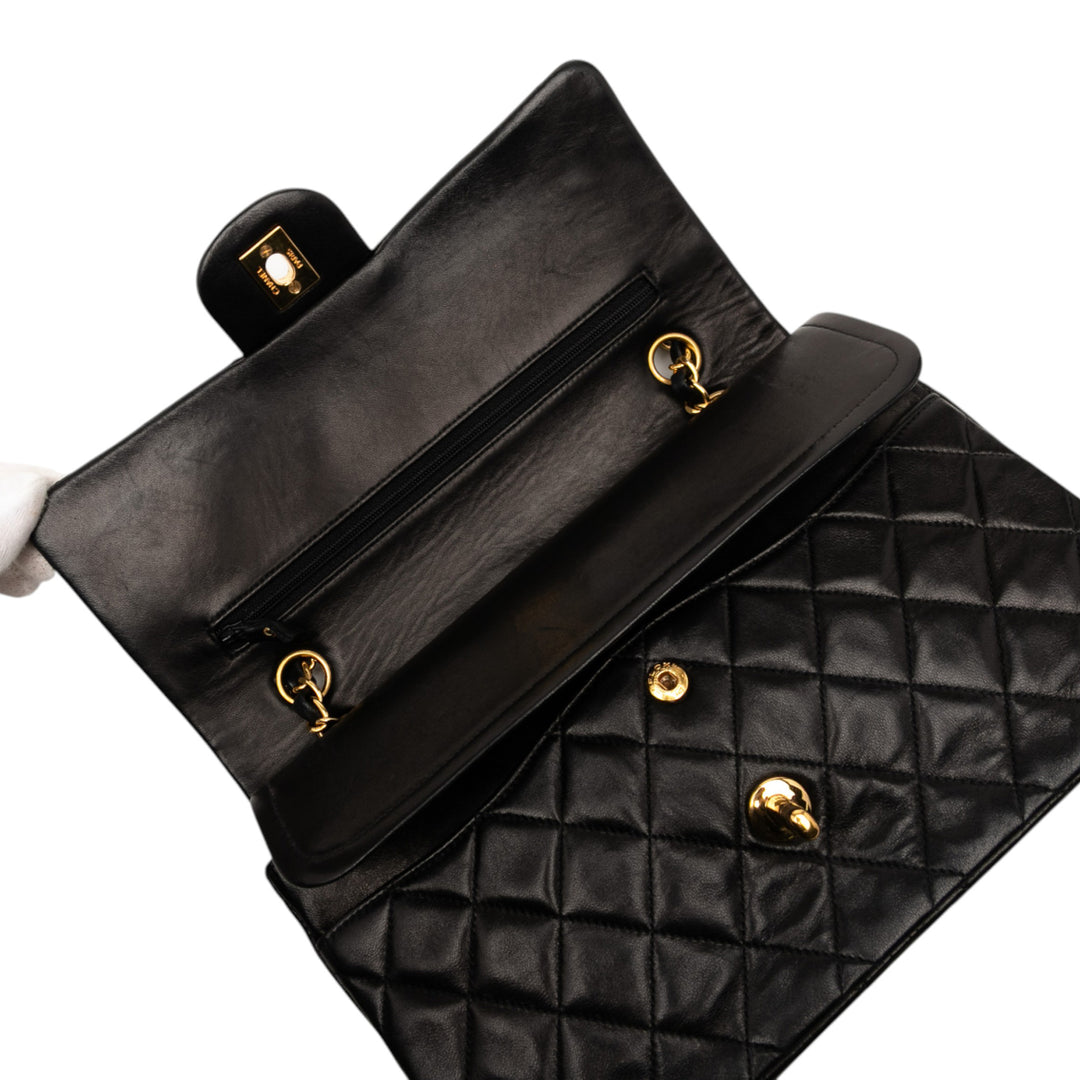 Chanel Medium Classic Cuir d’agneau Double rabat Noir – GABY PARIS Authentique