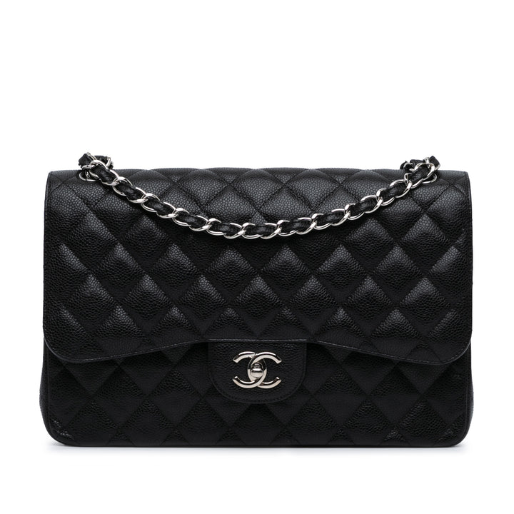 Jumbo Classic Caviar Double Flap Black - Gaby Paris