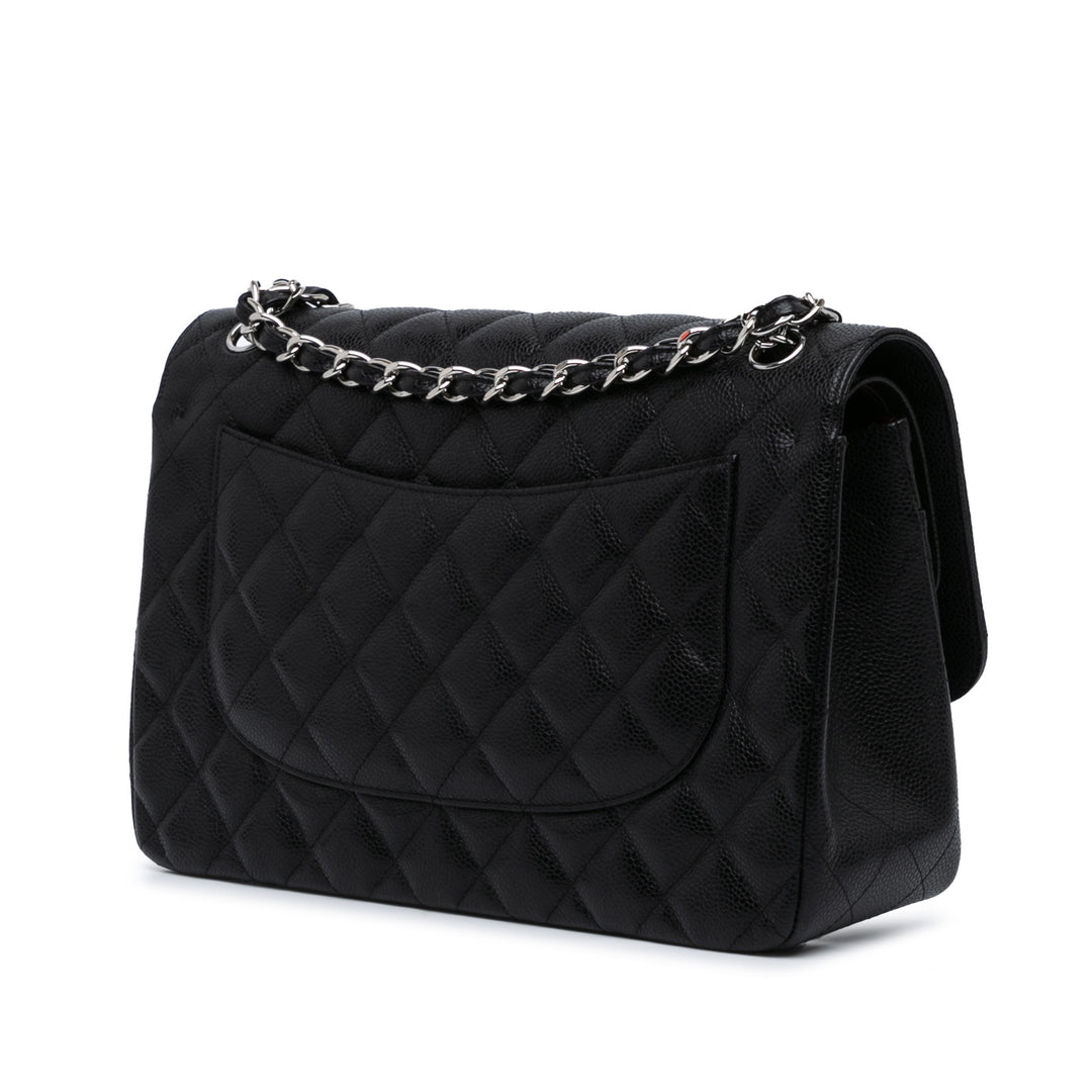 Jumbo Classic Caviar Double Flap Black - Gaby Paris