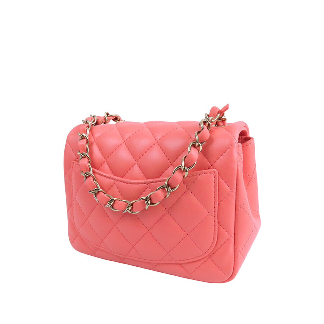 Chanel Mini Square Classic Cuir d’agneau Simple rabat
