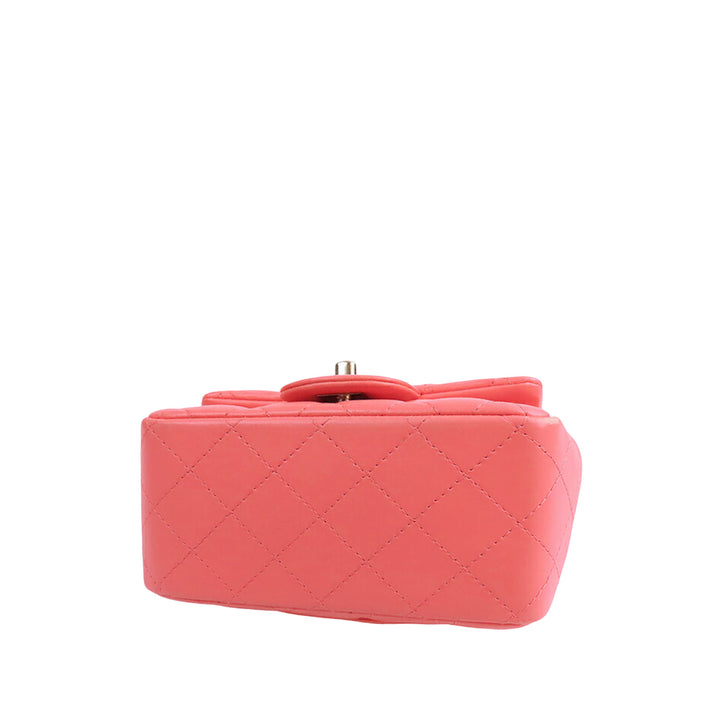 Chanel Mini Square Classic Cuir d’agneau Simple rabat