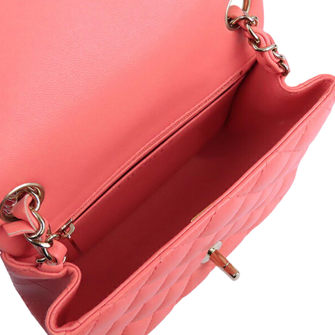 Chanel Mini Square Classic Cuir d’agneau Simple rabat