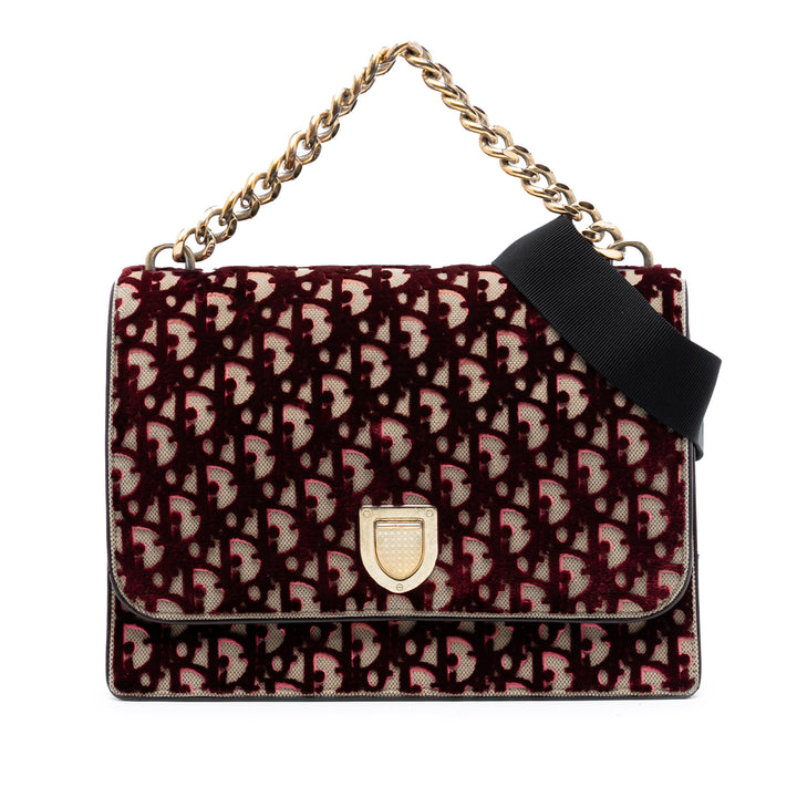 Dior Large Oblique Toile et Velours Diorama à rabat