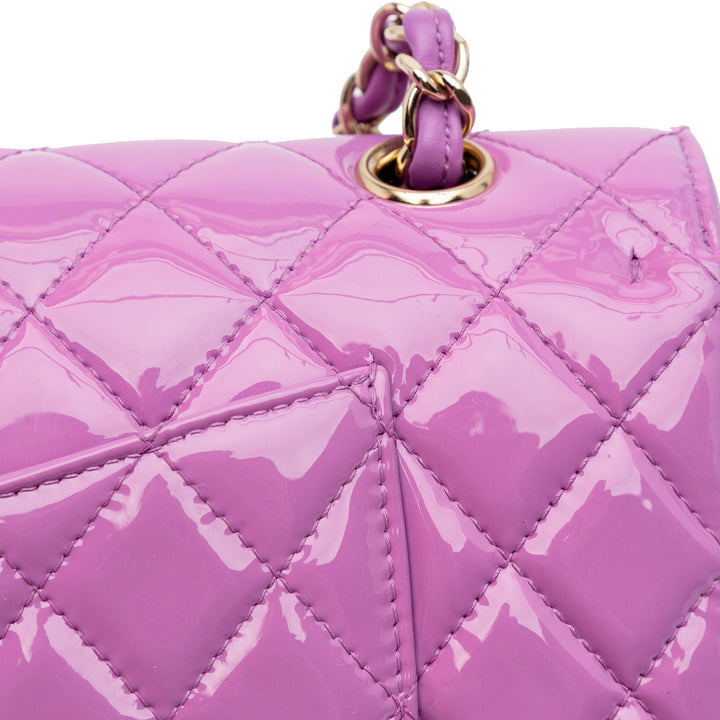 Medium Classic Patent Double Flap Purple - Gaby Paris