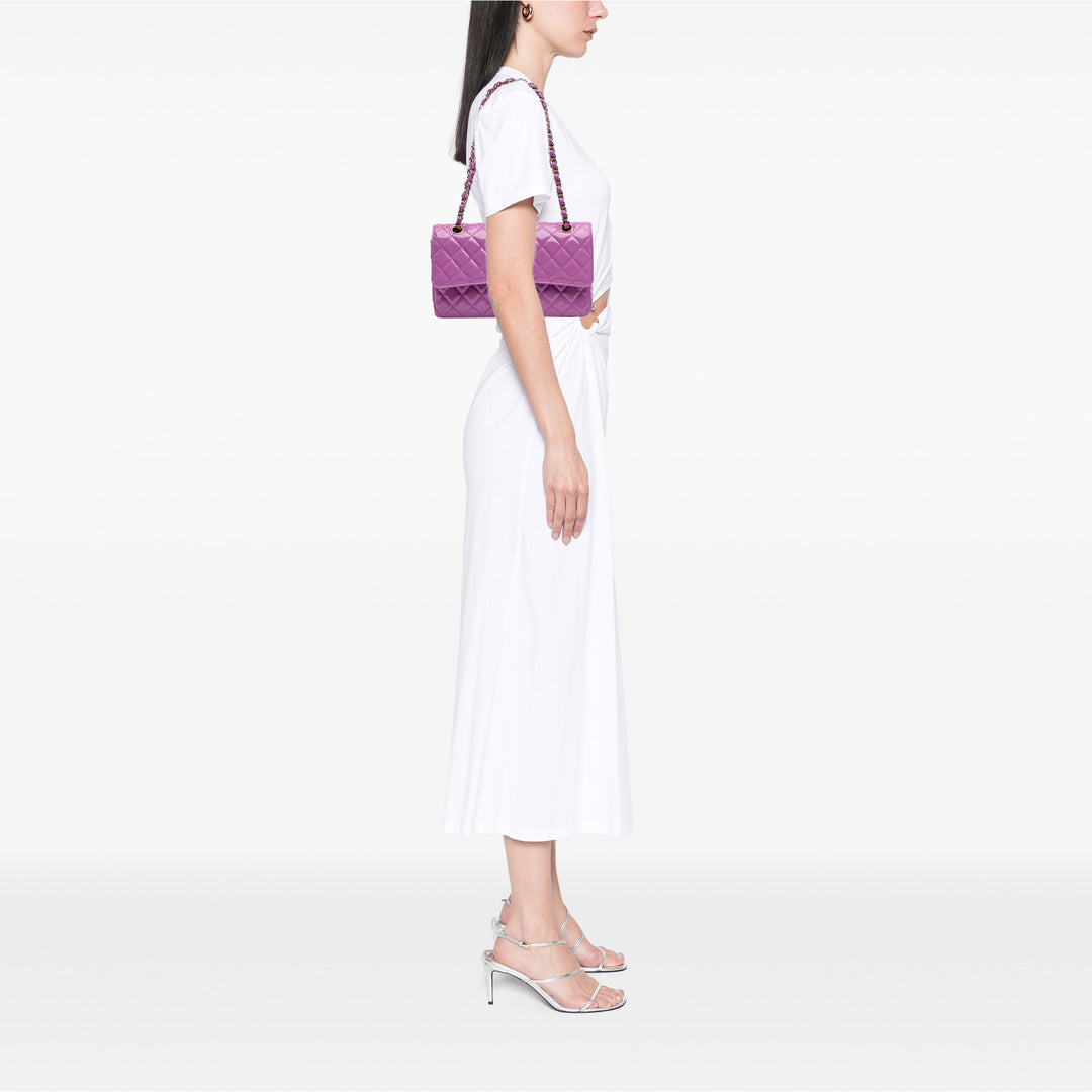 Medium Classic Patent Double Flap Purple - Gaby Paris