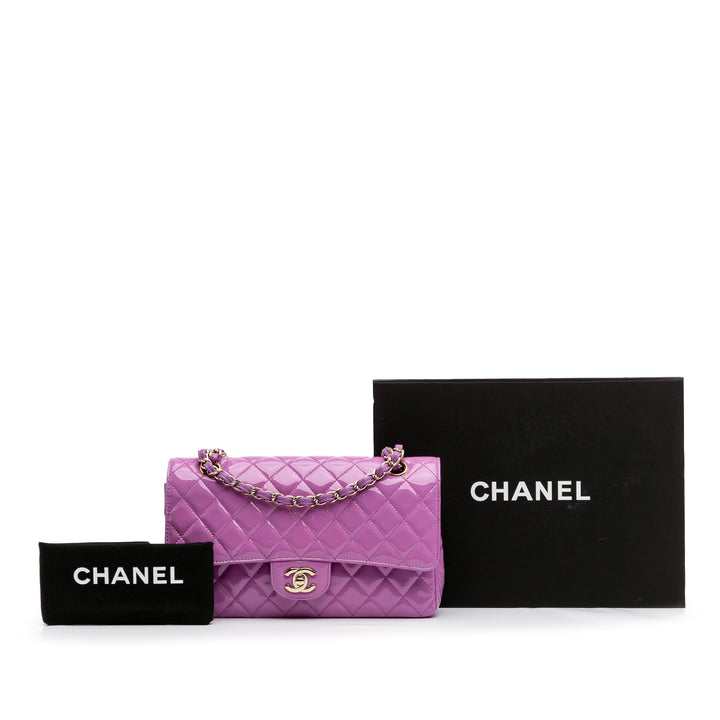 Medium Classic Patent Double Flap Purple - Gaby Paris