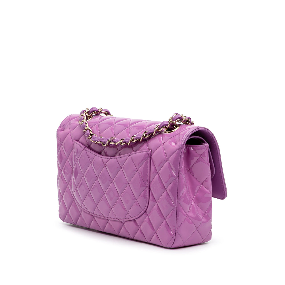 Medium Classic Patent Double Flap Purple - Gaby Paris