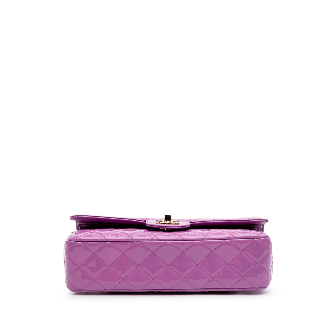 Medium Classic Patent Double Flap Purple - Gaby Paris