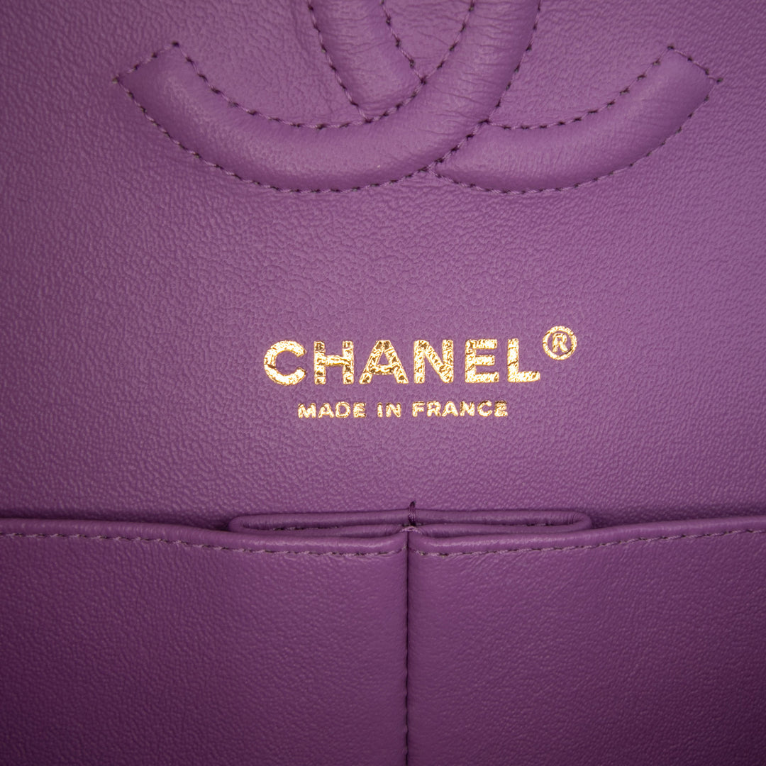 Medium Classic Patent Double Flap Purple - Gaby Paris