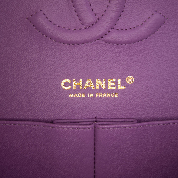 Medium Classic Patent Double Flap Purple - Gaby Paris