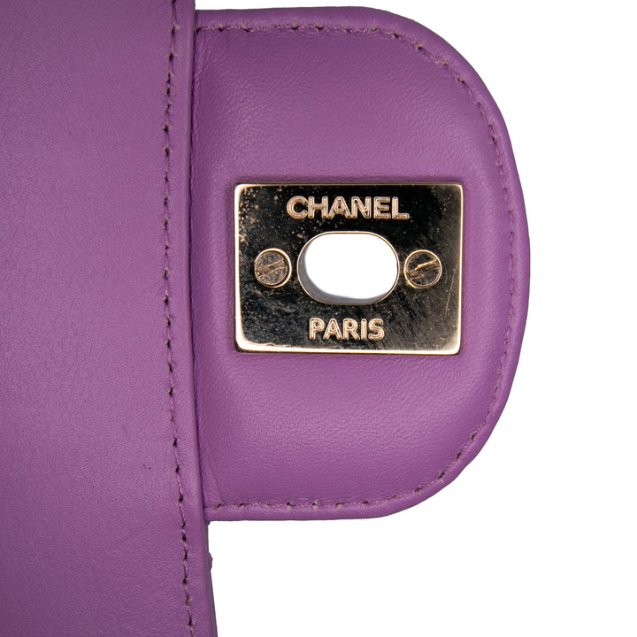 Medium Classic Patent Double Flap Purple - Gaby Paris
