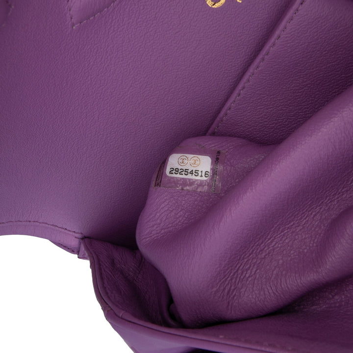 Medium Classic Patent Double Flap Purple - Gaby Paris
