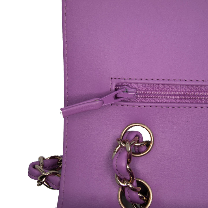 Medium Classic Patent Double Flap Purple - Gaby Paris