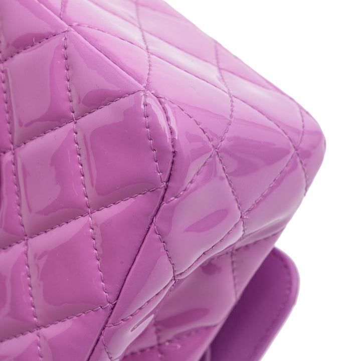 Medium Classic Patent Double Flap Purple - Gaby Paris