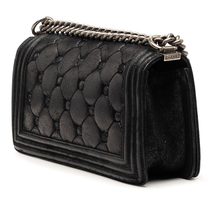 Chanel Old Medium Matelassé Daim Chesterfield Boy à rabat