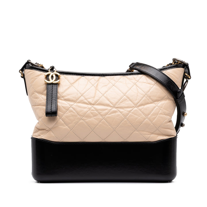 Chanel Bicolore Gabrielle Sac Moyen Cuir d'agneau Beige – vue principale – GABY PARIS