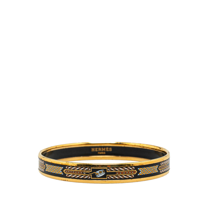 Hermès Narrow Enamel Cloisonne Bangle 65 Black - GABY PARIS