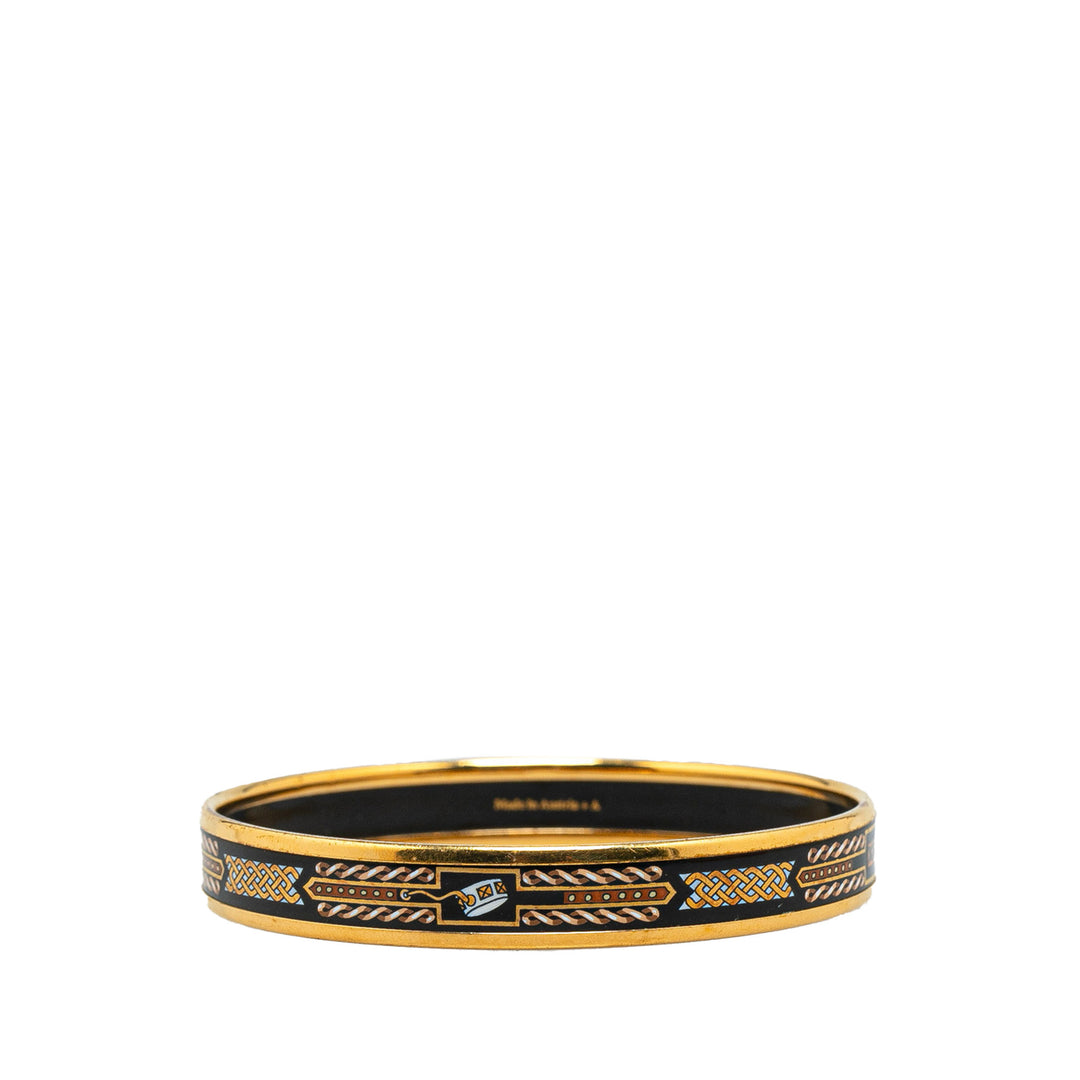 Narrow Enamel Cloisonne Bangle 65 Black - Gaby Paris