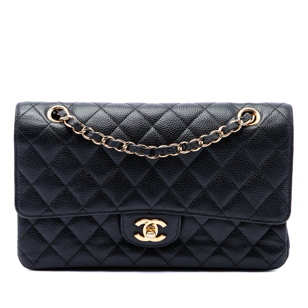 Classic Double rabat Moyen Cuir caviar Noir