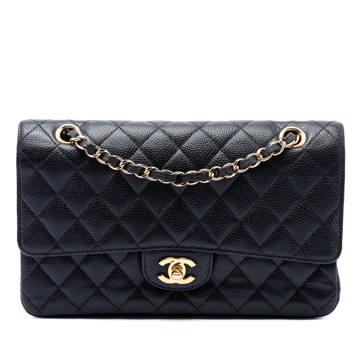 Classic Double rabat Moyen Cuir caviar Noir