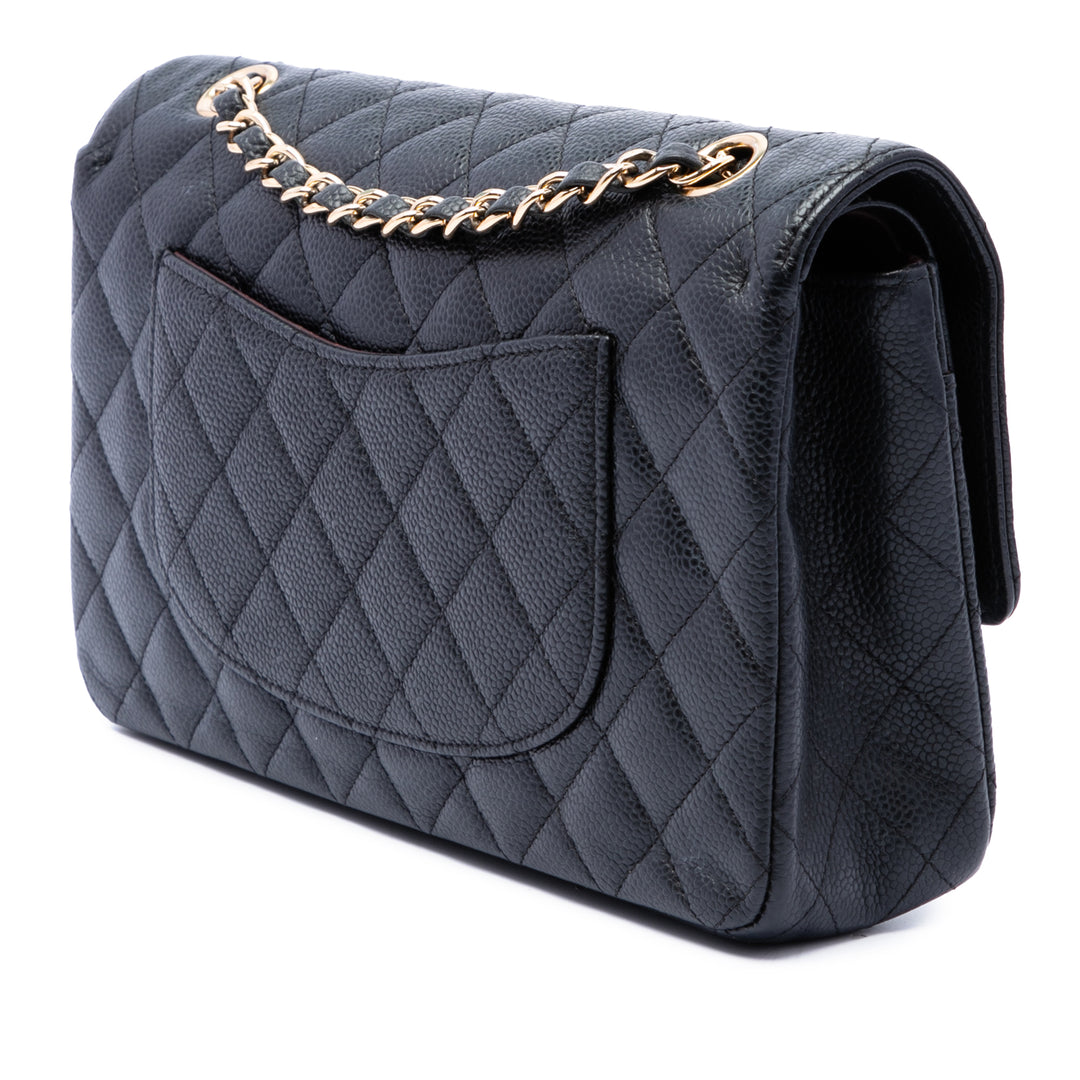 Classic Double rabat Moyen Cuir caviar Noir