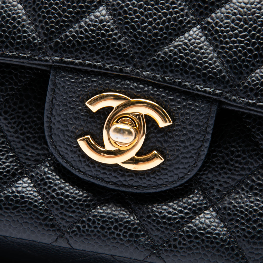 Classic Double rabat Moyen Cuir caviar Noir