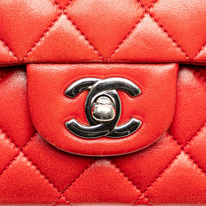 Medium Classic Lambskin Double Flap Red - Gaby Paris