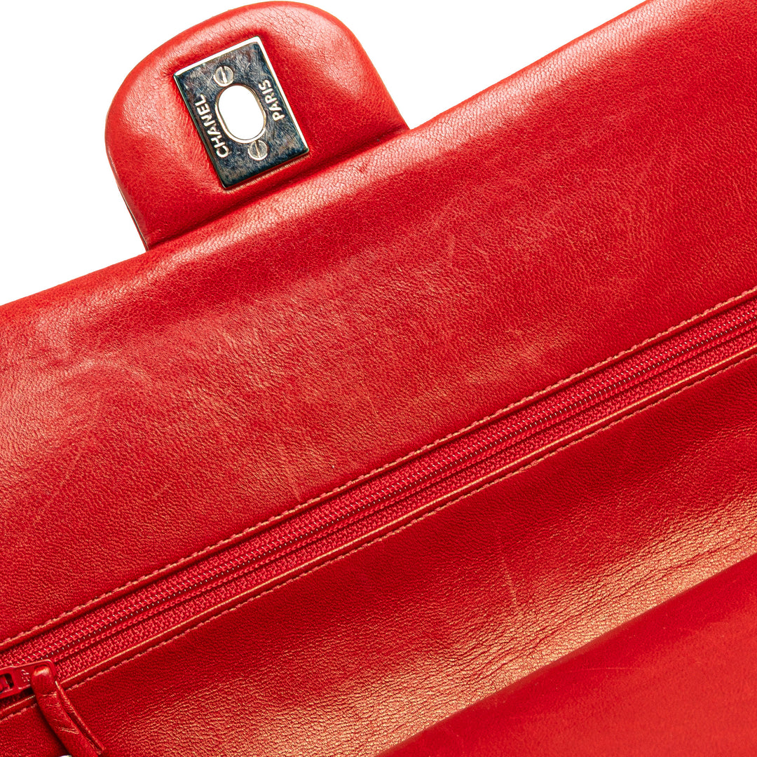 Medium Classic Lambskin Double Flap Red - Gaby Paris