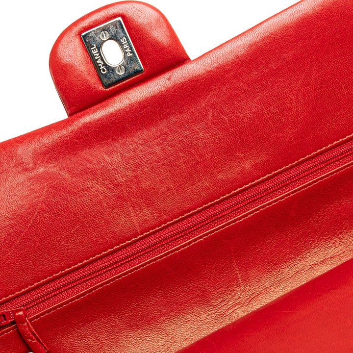 Medium Classic Lambskin Double Flap Red - Gaby Paris