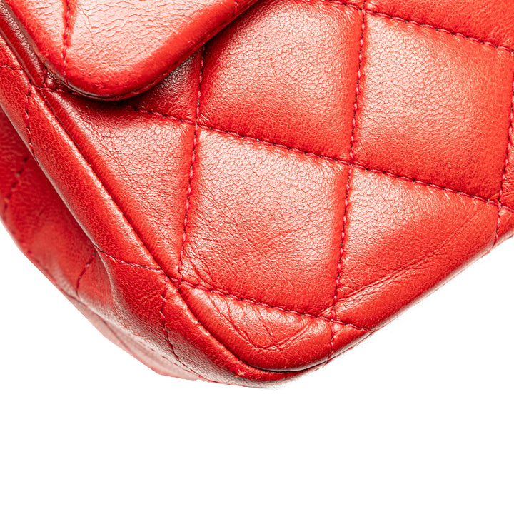 Medium Classic Lambskin Double Flap Red - Gaby Paris