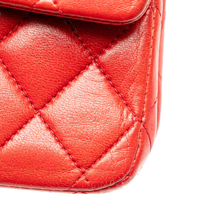 Medium Classic Lambskin Double Flap Red - Gaby Paris