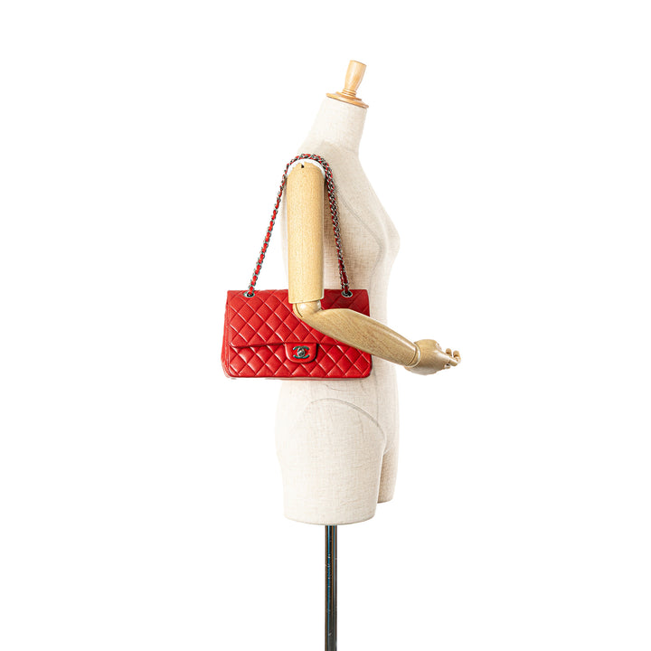 Medium Classic Lambskin Double Flap Red - Gaby Paris