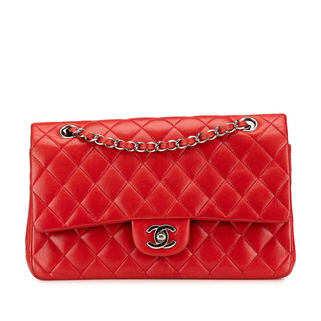 Chanel Medium Classic Cuir d’agneau Double rabat Rouge – GABY PARIS Authentique