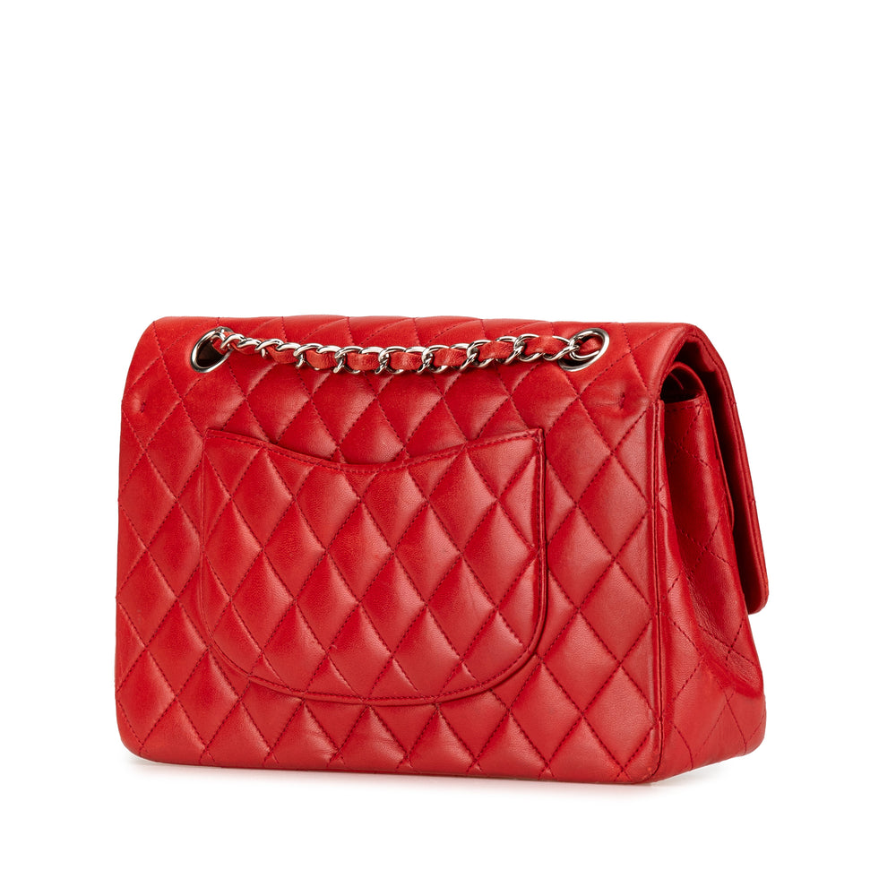 Medium Classic Lambskin Double Flap Red - Gaby Paris