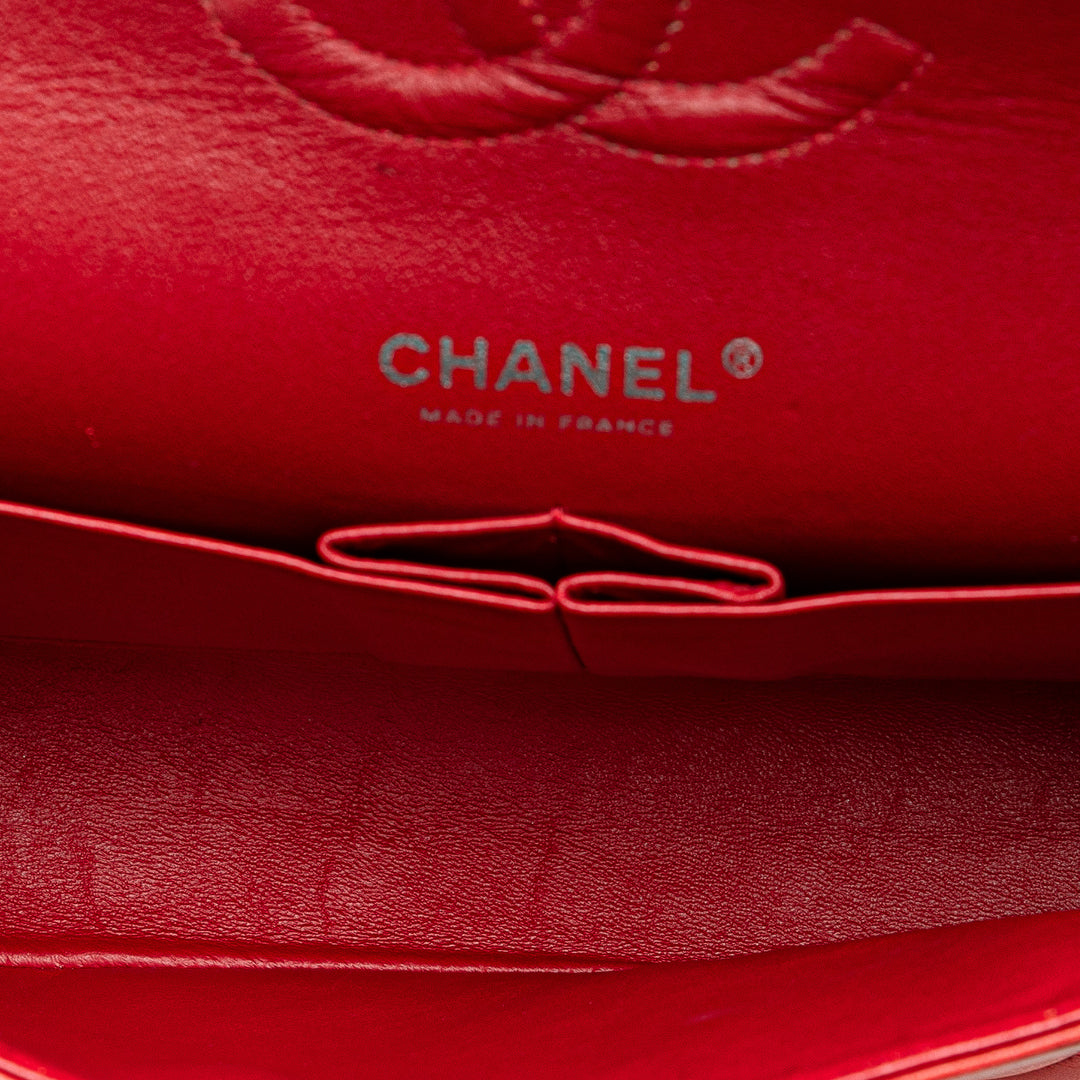 Medium Classic Lambskin Double Flap Red - Gaby Paris