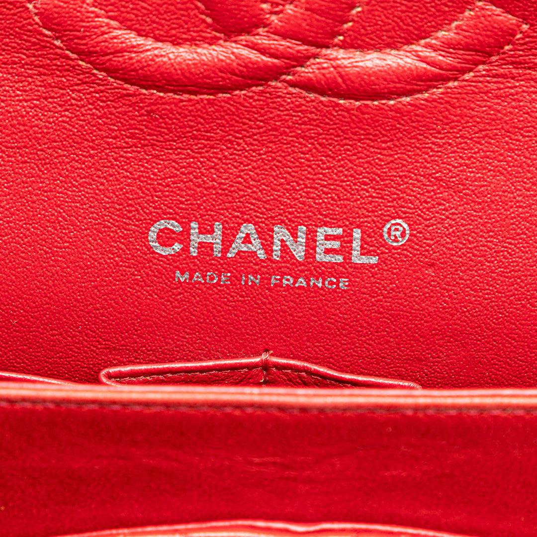 Medium Classic Lambskin Double Flap Red - Gaby Paris