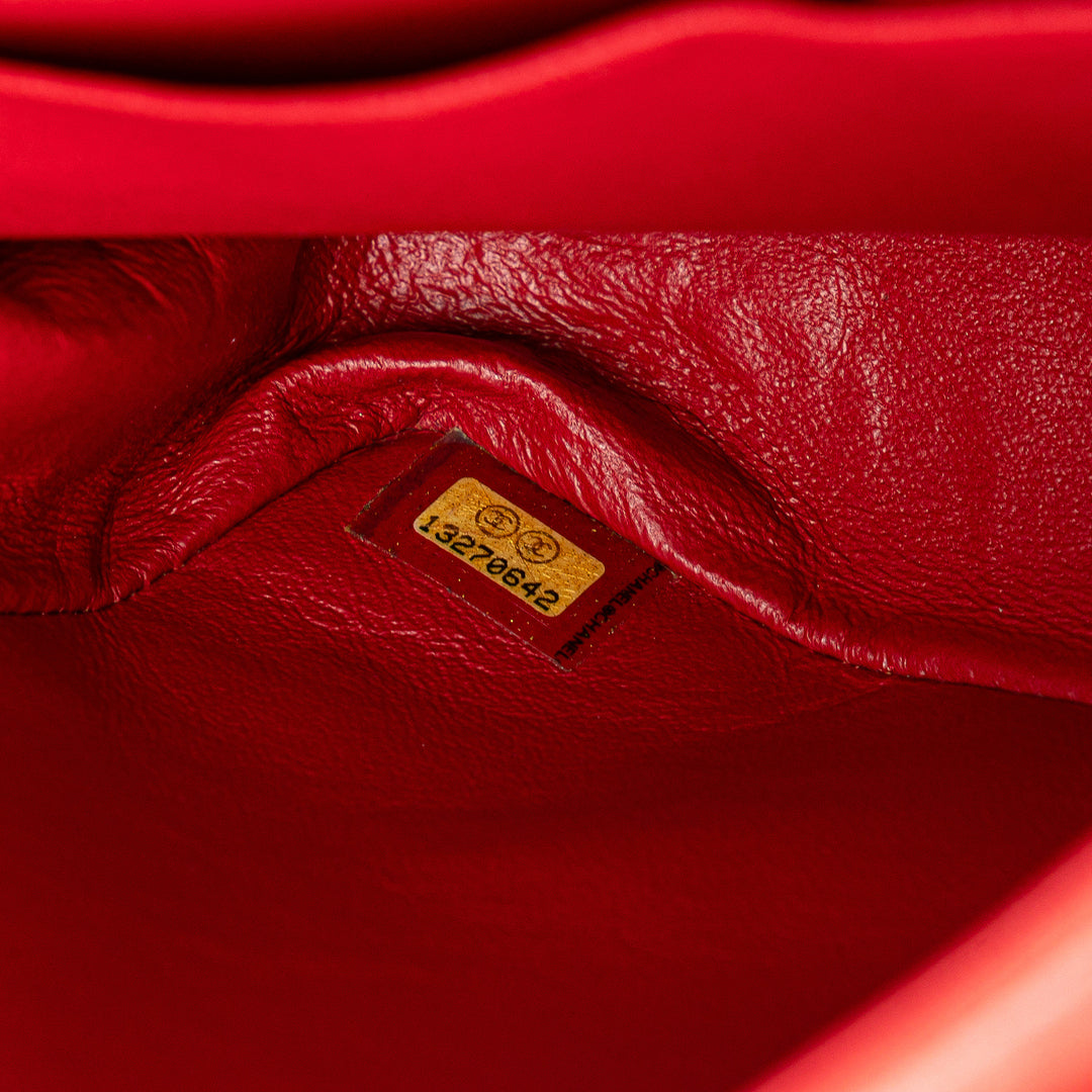 Medium Classic Lambskin Double Flap Red - Gaby Paris