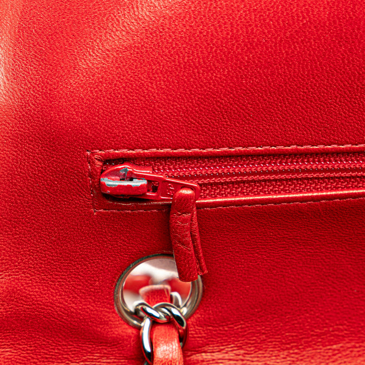 Medium Classic Lambskin Double Flap Red - Gaby Paris
